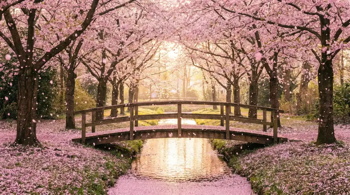 樱花桥畔 - 熊出没之原始时代 唯美风景